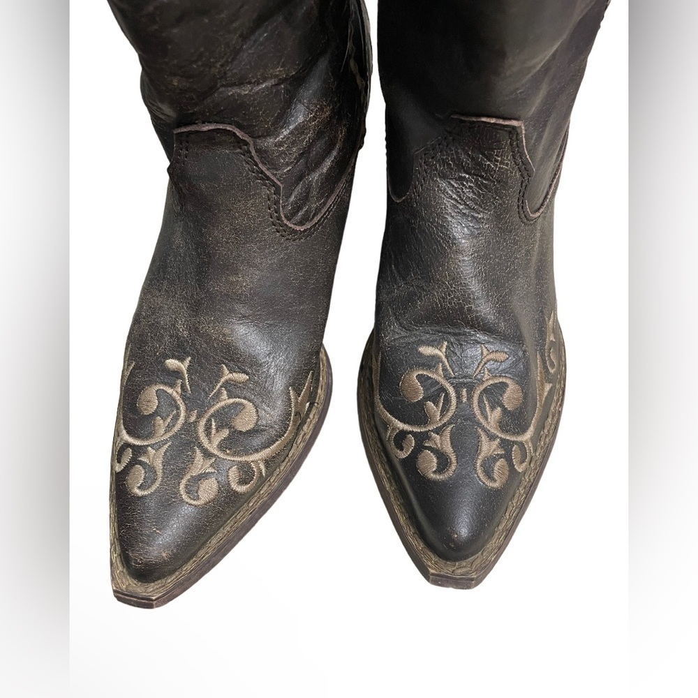 Durango Western Boots Women 12”Crush Scroll Chocolate Rd3203 Color:Brown Size:6 - Picture 3 of 11